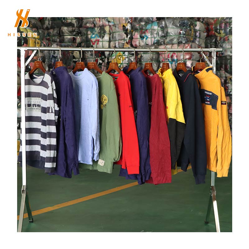 Hissen Used round neck sweat shirt grade a clothing bales For Sale From China 