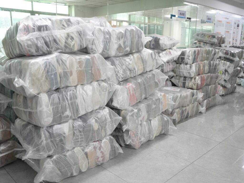 packing of second hand sneakers