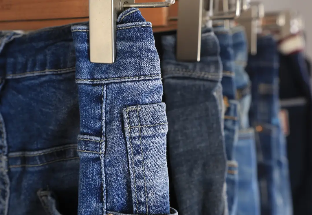 Hanging used jeans mitumba