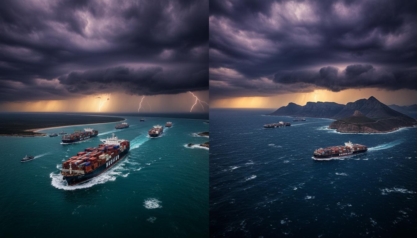 Container ships navigating through the troubled Red Sea waters
