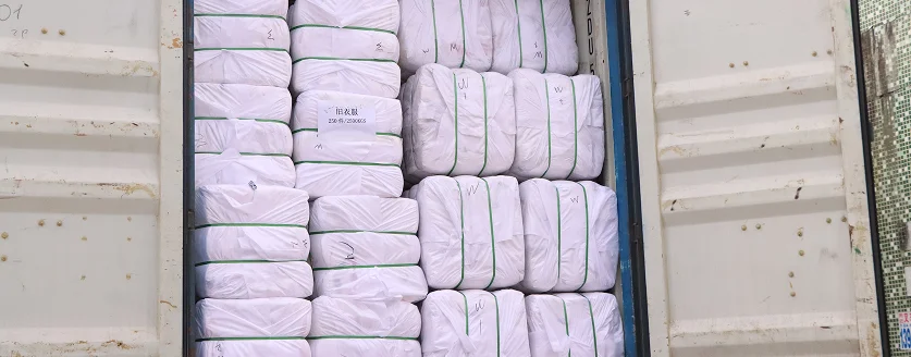 warehouse and loading of cotton rags
