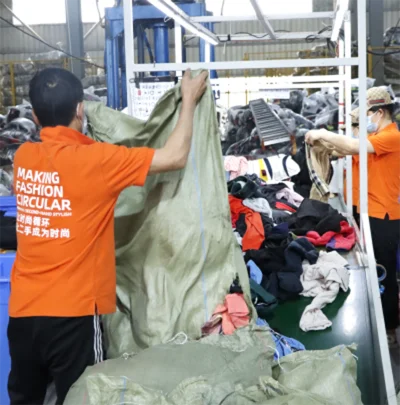 sorting used clothing