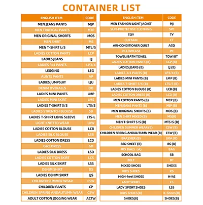 hissen used clothes item list