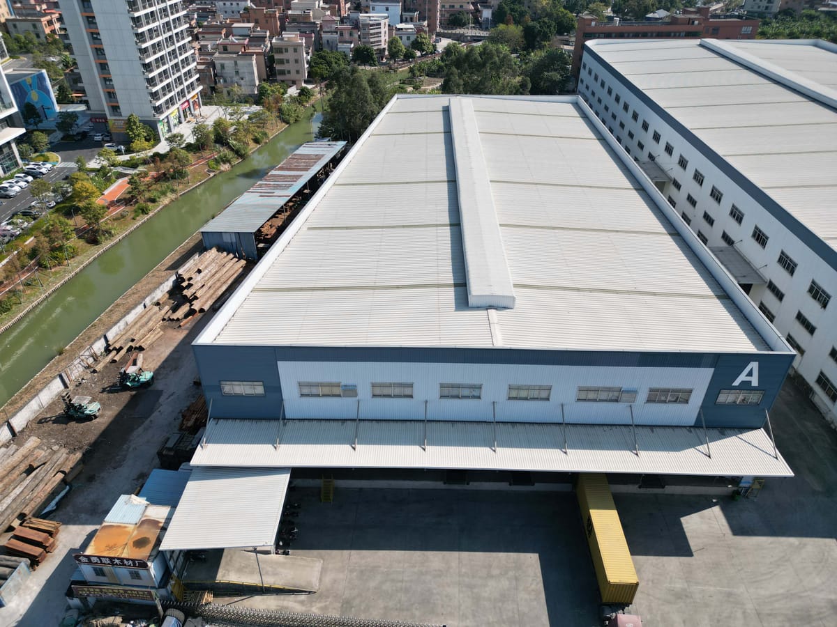 Aerial view of Hissen Global factory complex in Guangzhou China