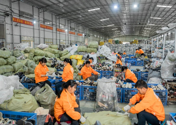 sorting line for used mixed shoe