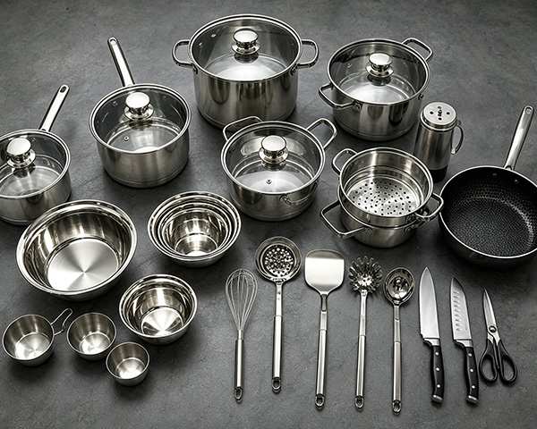 Stainless steel cookware set stock wholesale