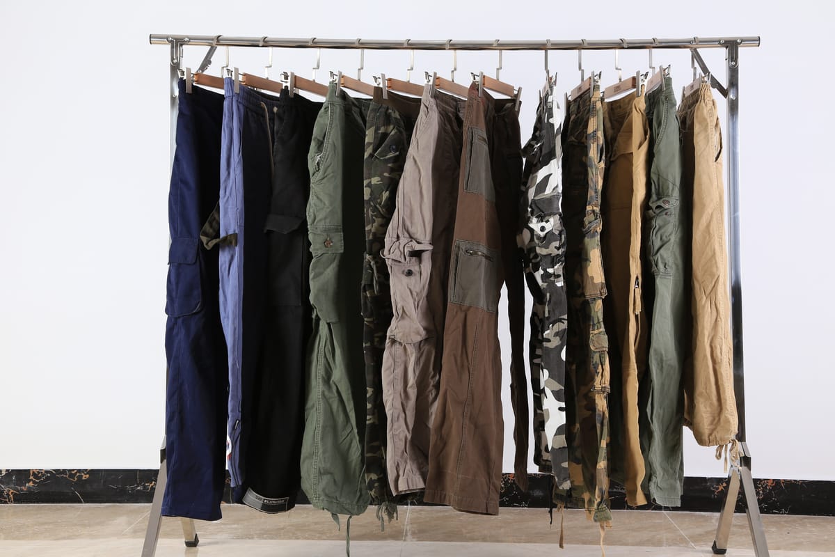 Cargo pants and casual wear bales from used clothing exporters sorted by grade