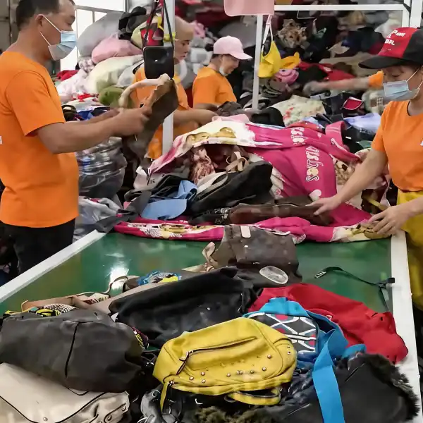 Used bags sorting in factory