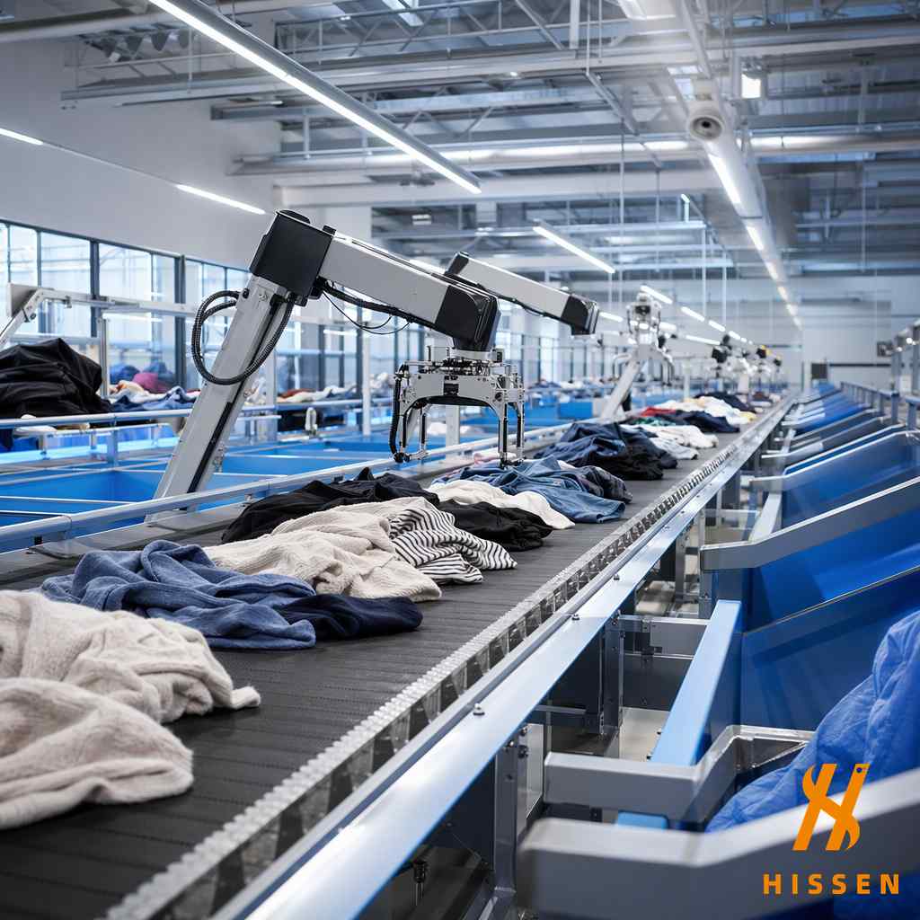 AI-powered used clothing sorting technology in modern facility
