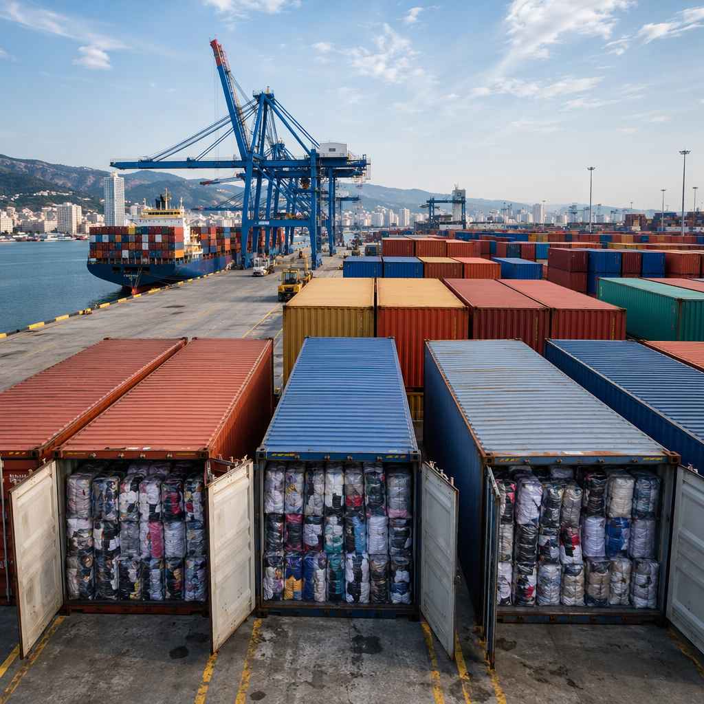European port — used clothing exports face potential regulatory changes
