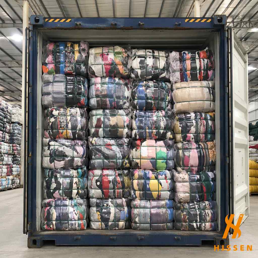 Hissen Global full container of used clothing bales ready for shipment