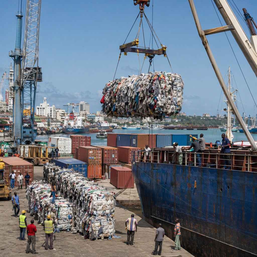Mombasa port — the main entry point for used clothing containers into Kenya