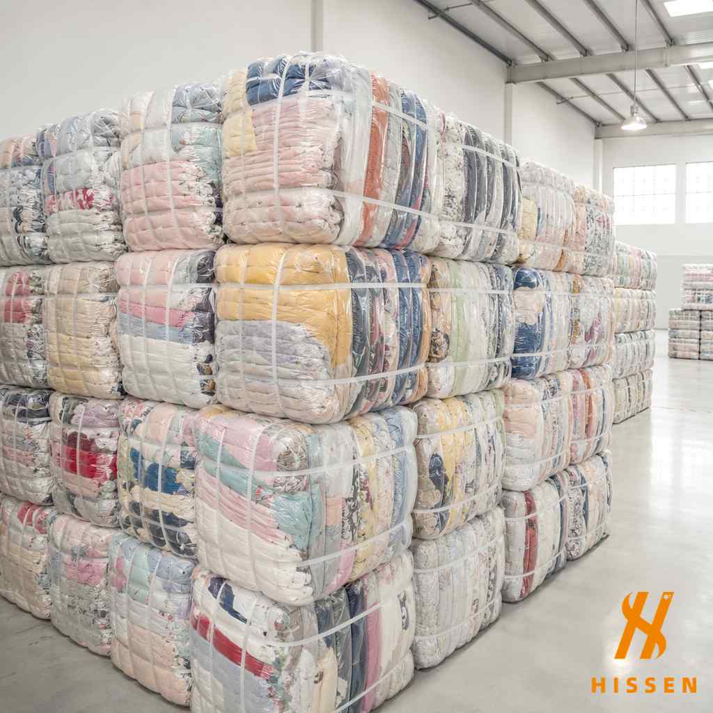 Children clothing bales packed for export