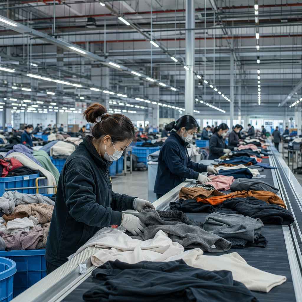 Korean used clothing sorting facility in Seoul — professional grading operations