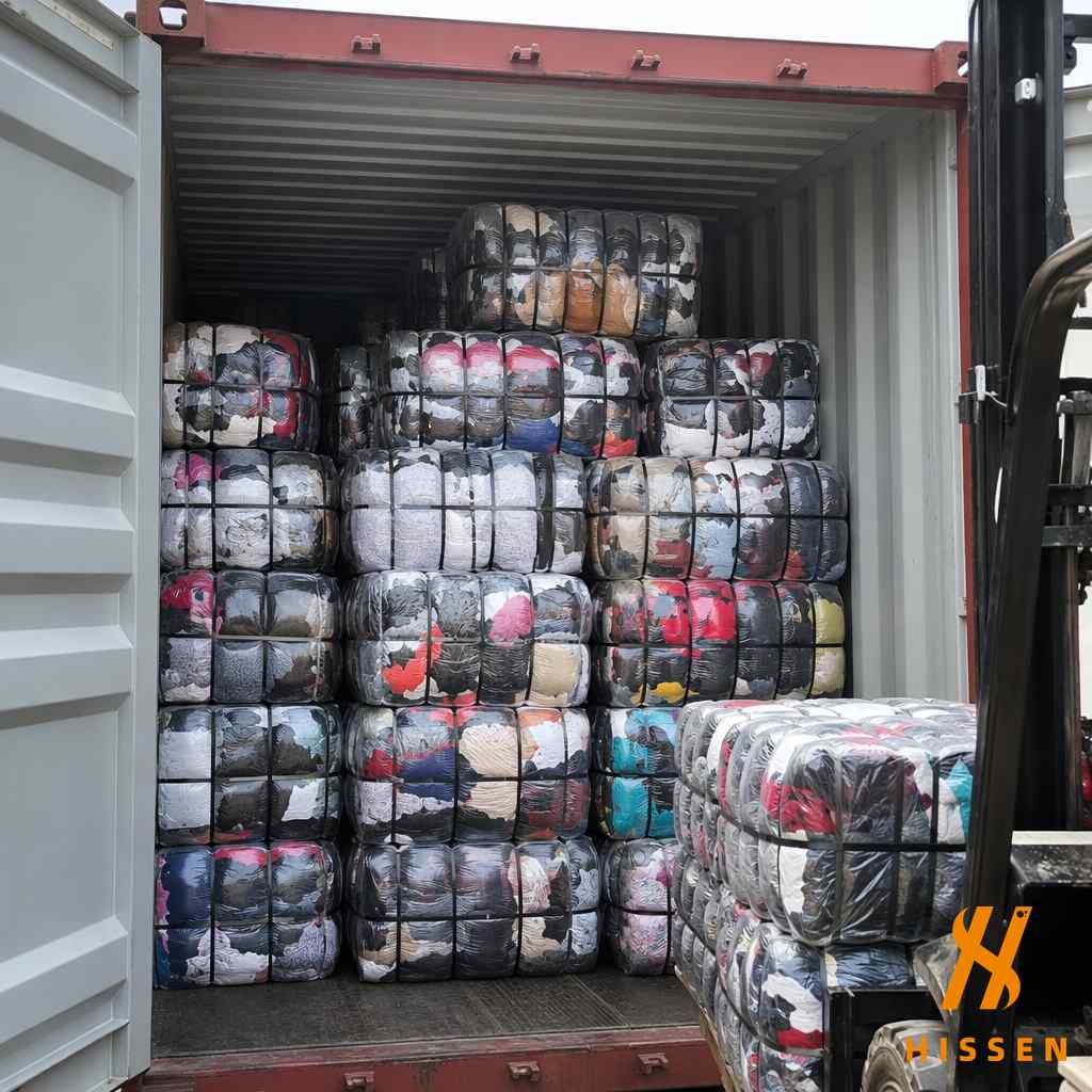 High quality used clothing bales for retail businesses being loaded for export