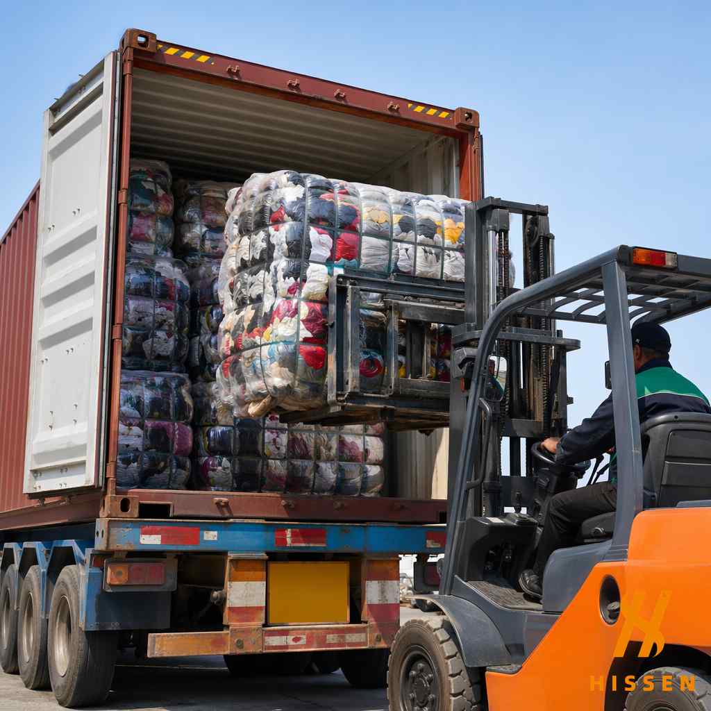 Hissen Global used clothing container loading for export to international markets