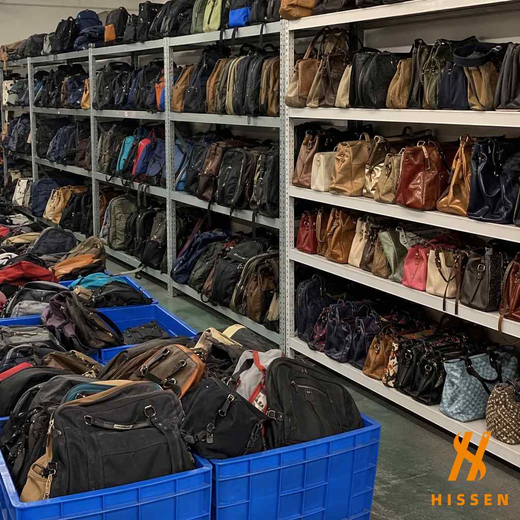 Assorted used bags sorted by type for wholesale export
