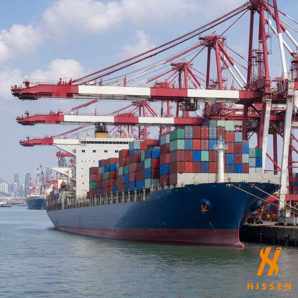 Cargo containers and cranes at a Chinese export port