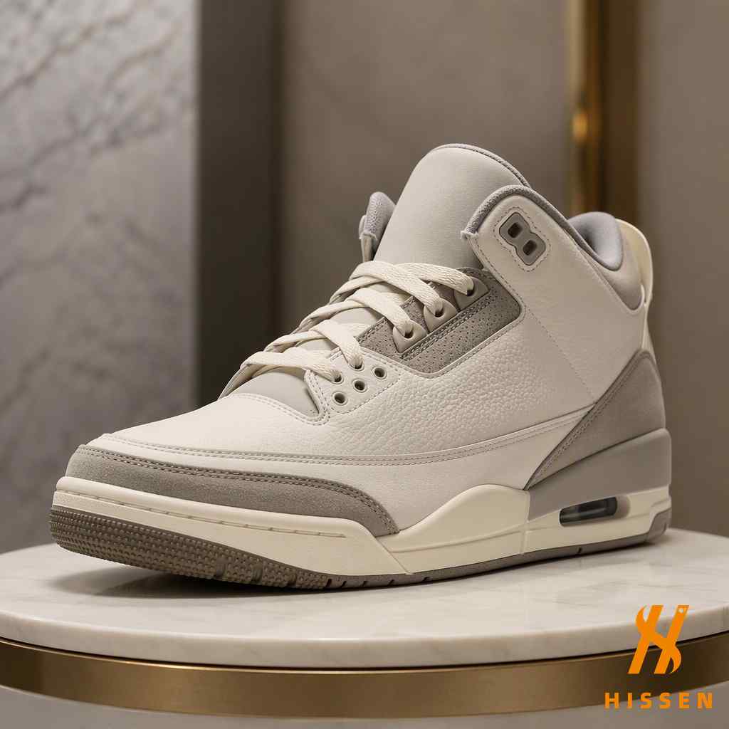 Like-new premium sneaker with clean soles on a display pedestal
