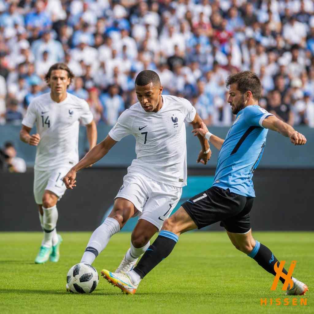 Soccer match with players wearing cleats