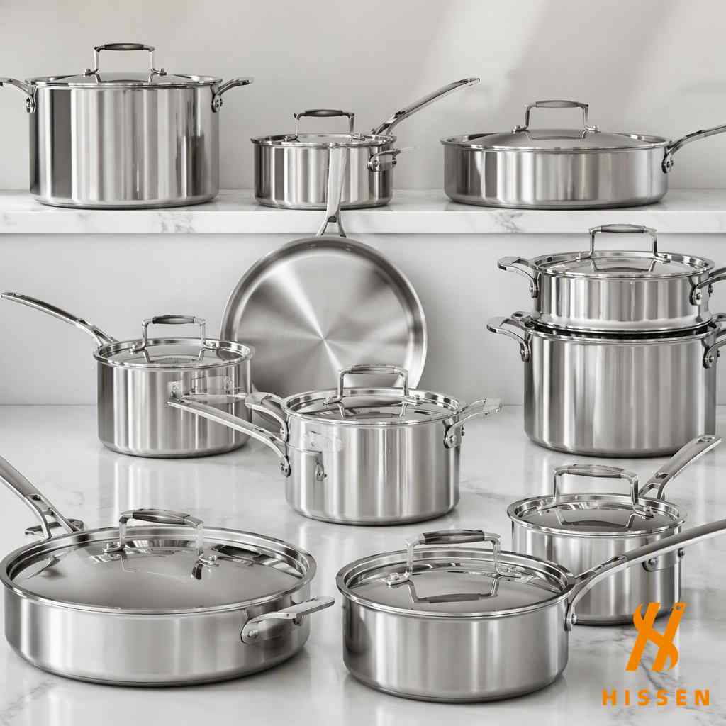 Stainless steel cooking pots and pans with lids for Kenya wholesale